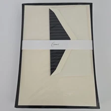 Crane Stationary Ecruwhite Kid Finish Hand Boardered Black 20 Sheets & Envelopes