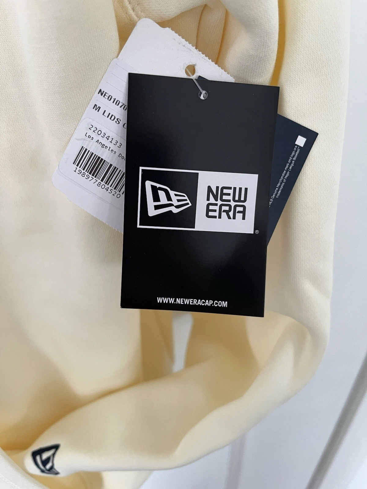 OFF WHITE Felpa con cappuccio pullover uomo L.A. Dodgers New Era crema oro collezione campionato