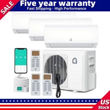 🆒28000 BTU Tri Zone WIFI Mini Split AC/Heating System 20 SEER2 3 Zone 9K+9K+9K