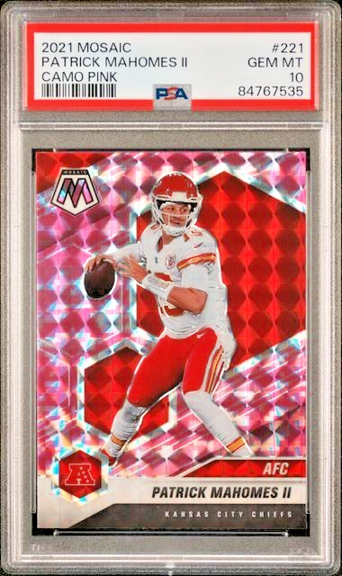 Patrick Mahomes II PSA 10 Camo Pink Prizm AFC Variation 2021 Panini Mosaic #221