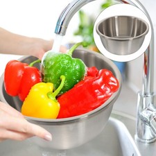  Wash Basin Round Metal Bowl Kitchen Washbowl Stainlesss Steel Washing up