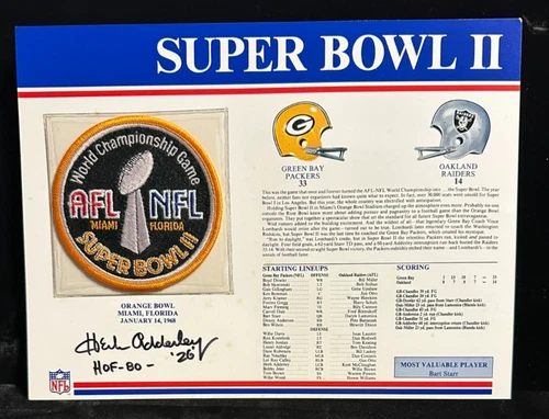 Herb Adderley Signed 9x12 Willabee & Ward Super Bowl II Patch Card Packers
