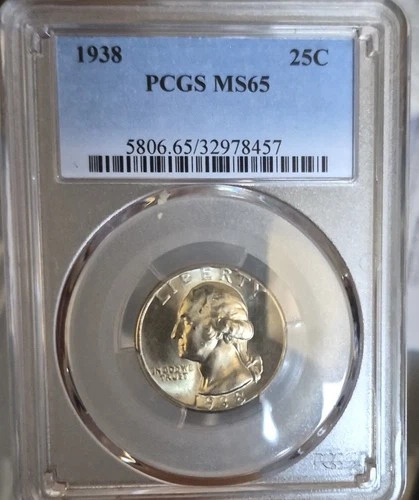1938 p washington quarter ms65 Gem