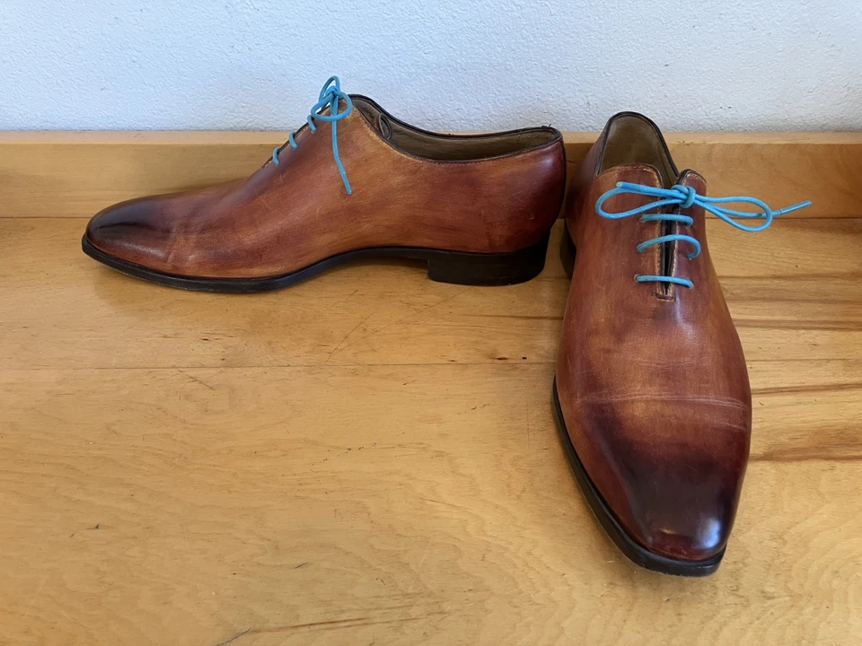 Scarpe eleganti uomo Francesco Benigno made in Italy pelle rosso marrone taglia 7,5 - Immagine 2 di 4