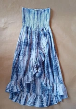 Spiaggia Dolce Blue Island Blue & White Tie Dye Maxi Dress Large Festival Boho