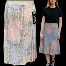 NOS Deadstock VTG 1980s Midi Skirt Pastel Abstract Elastic Waist NWT F Shay Pink