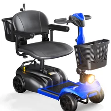 SACVON X01-Blue 4 Wheels Mobility Scooter with Cane Holder for Seniors, Electric