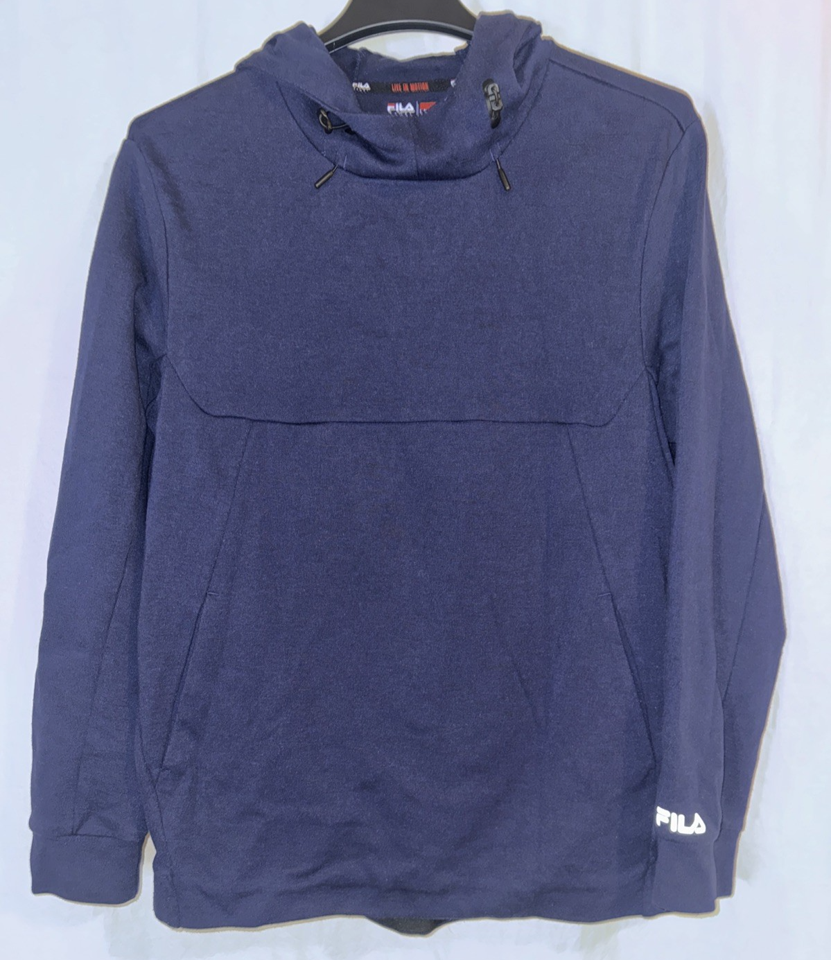 FILA Live In Motion Pullover Felpa con Cappuccio Uomo Large Navy Performance Felpa