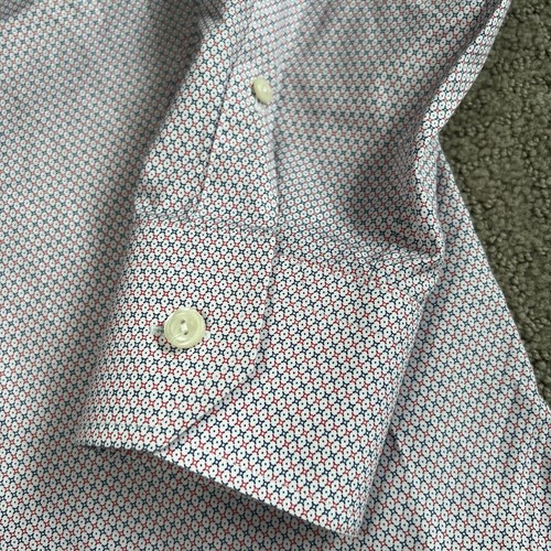 Eton Mens Slim Fit Dress Shirt Sz 42 / 16.5 Geometric Pattern Red Blue White EUC - Picture 6 of 11
