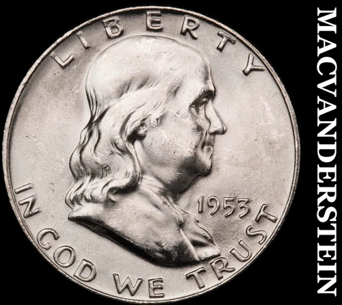 1953-D Franklin Half- Full Bell Lines Choice Gem Brilliant Unc+++ Silver #i2060