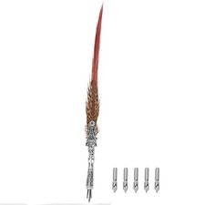 Feather Pen Wear-Resistant Antique Quill Pen Feather And Alloy Meaningful