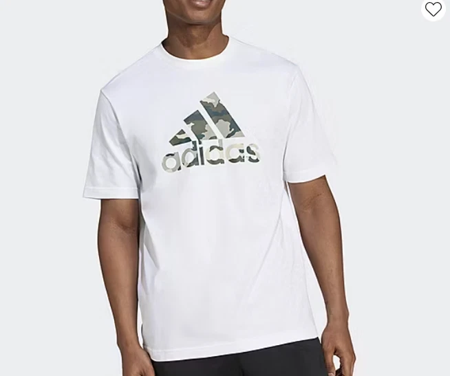 Adidas men’s Camo Badge of Sport Graphic Tee White T-shirt Size L New NWT