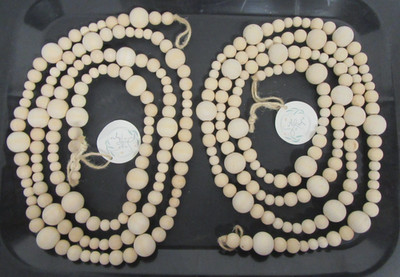2x 7ft (14ft) Natural Wooden Natural Bead Garland Farm House Boho Wood Jute