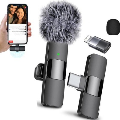 Wireless Microphone Mini Mic for iPhone/Android Phone, LED Display Lavalier Micr