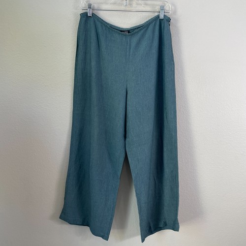 Eileen Fisher Damen Medium Leinenmischung Knöchelhose weites Bein seitlicher Reißverschluss