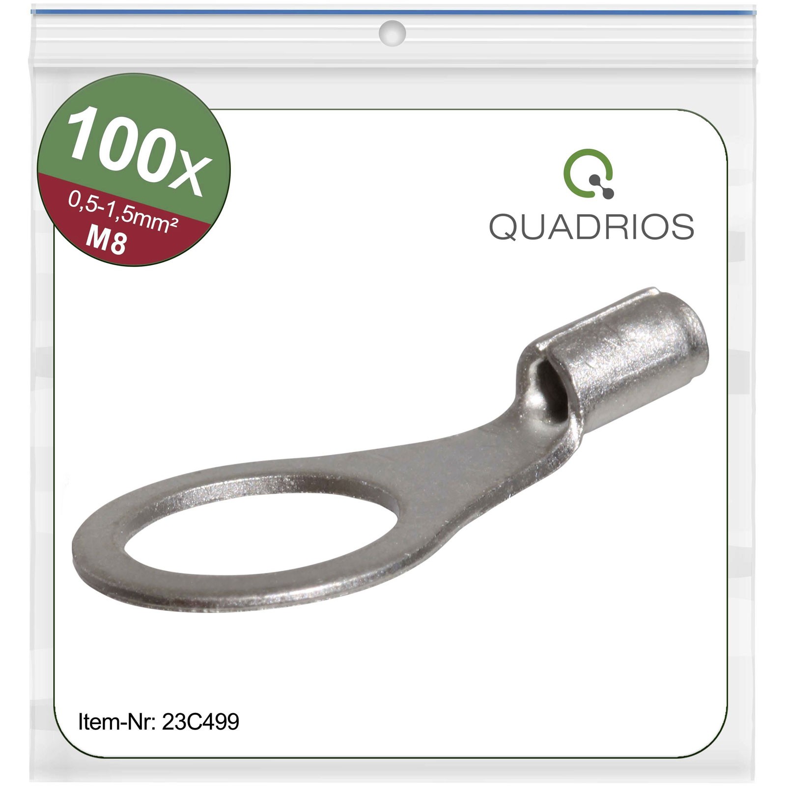 Quadrios Ring Terminal 100 pcs 1.5mm² Hole Ø 8.5mm Non-Insulated