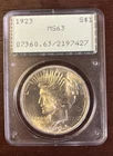 1923 Peace Silver Dollar - PCGS RATTLER MS63
