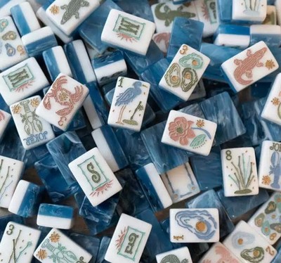 New high-end  Blue Ocean Wave Tone  American Mahjong Tiles set  ,160 tiles+ Bag