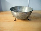 VINTAGE ALUMINUM COLANDER - 10" WITH 3 FEET & 7 STARS