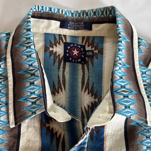 Panhandle Slim Shirt Men Sz 3XLT Western Aztec Pearl Snap Long Sleeve Rockabilly - Picture 2 of 15
