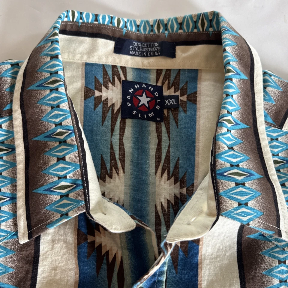 Panhandle Slim Shirt Men Sz 3XLT Western Aztec Pearl Snap Long Sleeve Rockabilly - Image 2 of 4