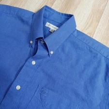 Cutter & Buck Shirt Mens Sz L Short Sleeve Button Down Cotton Blue