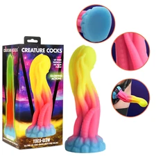 Glow-In-The-Dark Silicone Dildo Suction Cup Base G-Spot Stimulator Adult Sex Toy