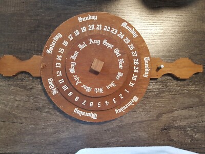 Dial Rotating Wheel Perpetual Calender - Wooden | eBay