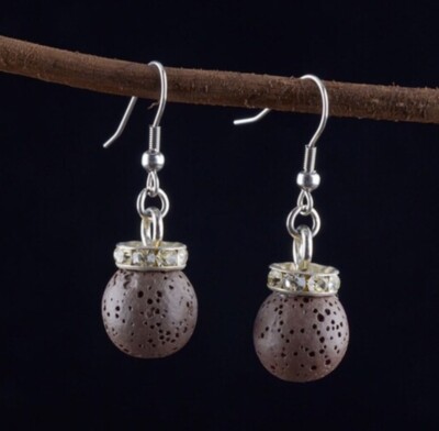 Lava stone Oil Diffuser earrings handmade Aqua