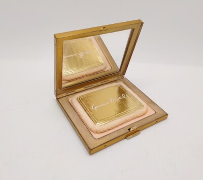 Vintage Germaine Monteil Golden Nugget Compact Pressed Powder Case Gold Tone