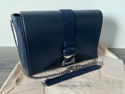 Christopher Kane Schultertasche marineblau Sicherheitsschnalle Einzelhandel £1290 neu mit Etikett