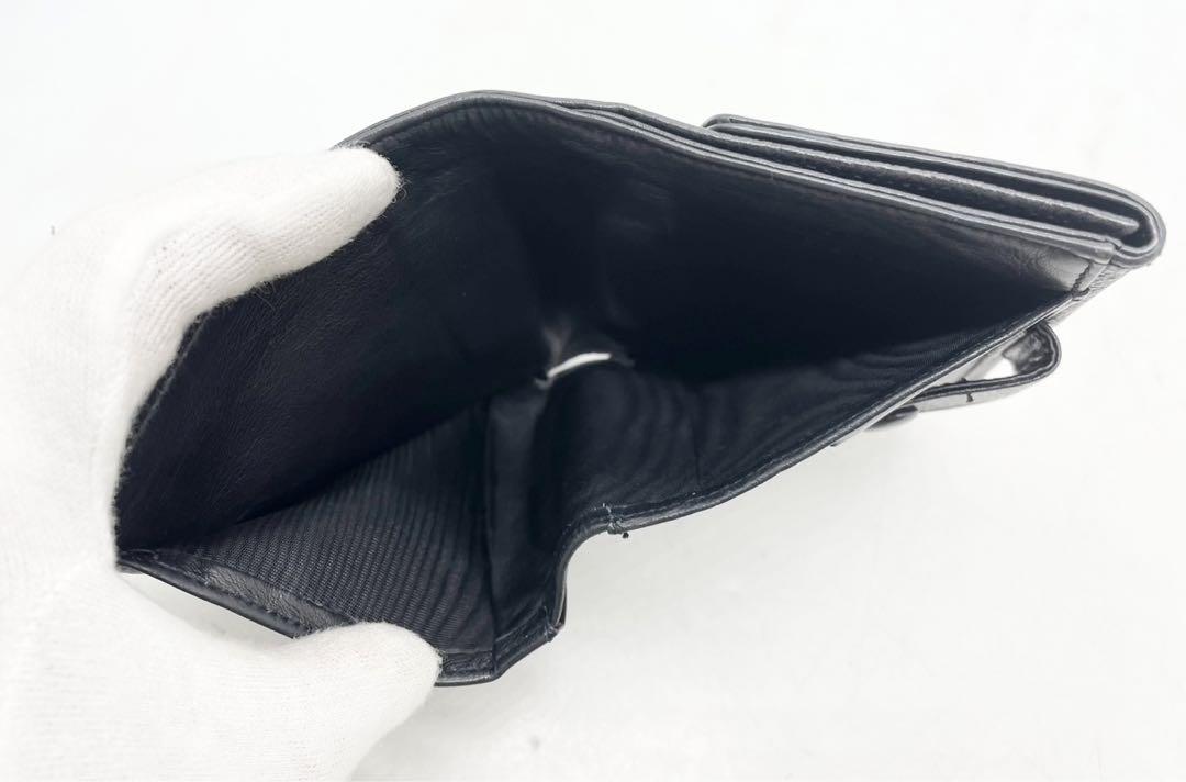 T1514 良品 シャネル 折り財布 レザー ブラック CHANEL T1514 Chanel Fold Wallet Leather Black | eBay