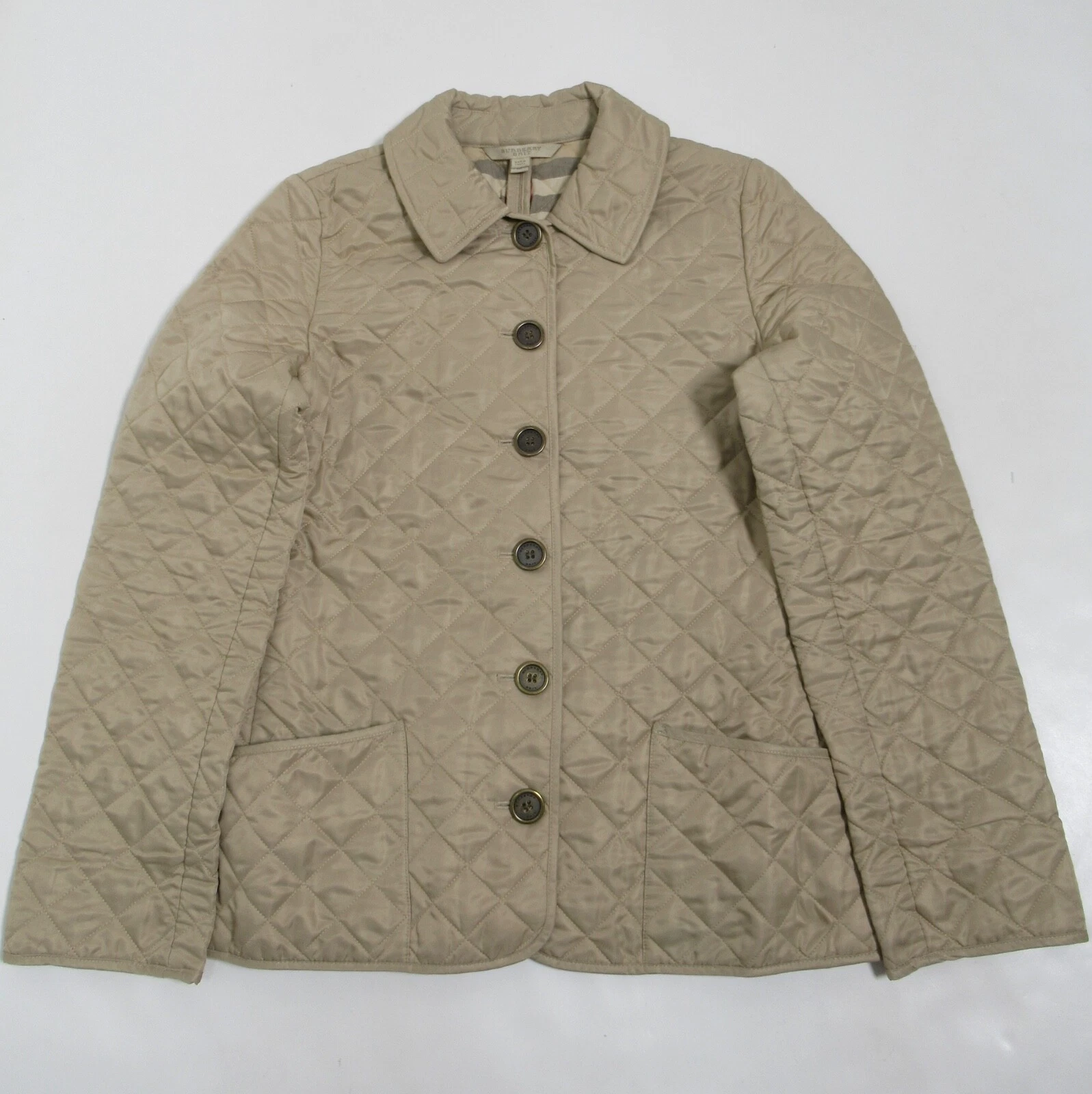 Giacca trapuntata donna Burberry Brit Diamond beige marrone taglia M