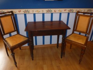 Gründerzeit Tisch, Stühle, gelb gepolstert | eBay