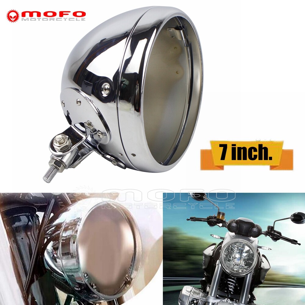 Chrome 7'' Headlight Housing Lamp Bucket For Harley Davidson Dyna