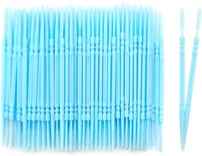 100pcs Plastic Double Head Dental Picks Soft Tooth Floss Picks Interdental Br...