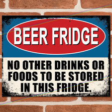BEER FRIDGE Funny Metal Signs Mancave Pub Shed Bar Cave Garage Gift Tin Sign UK