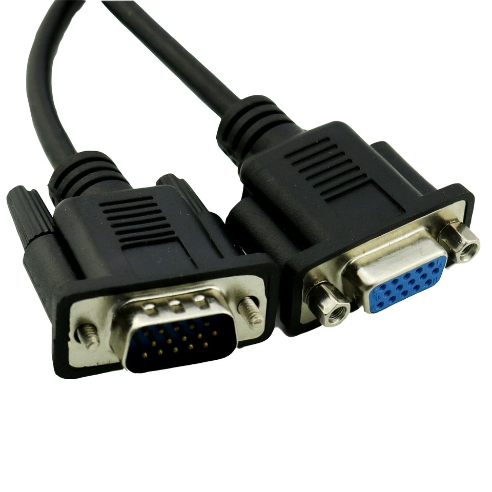 1pc VGA Male Plug to VGA Female Jack LCD Projector Extension Cable Cord 1ft/30cm - Image 2 of 4