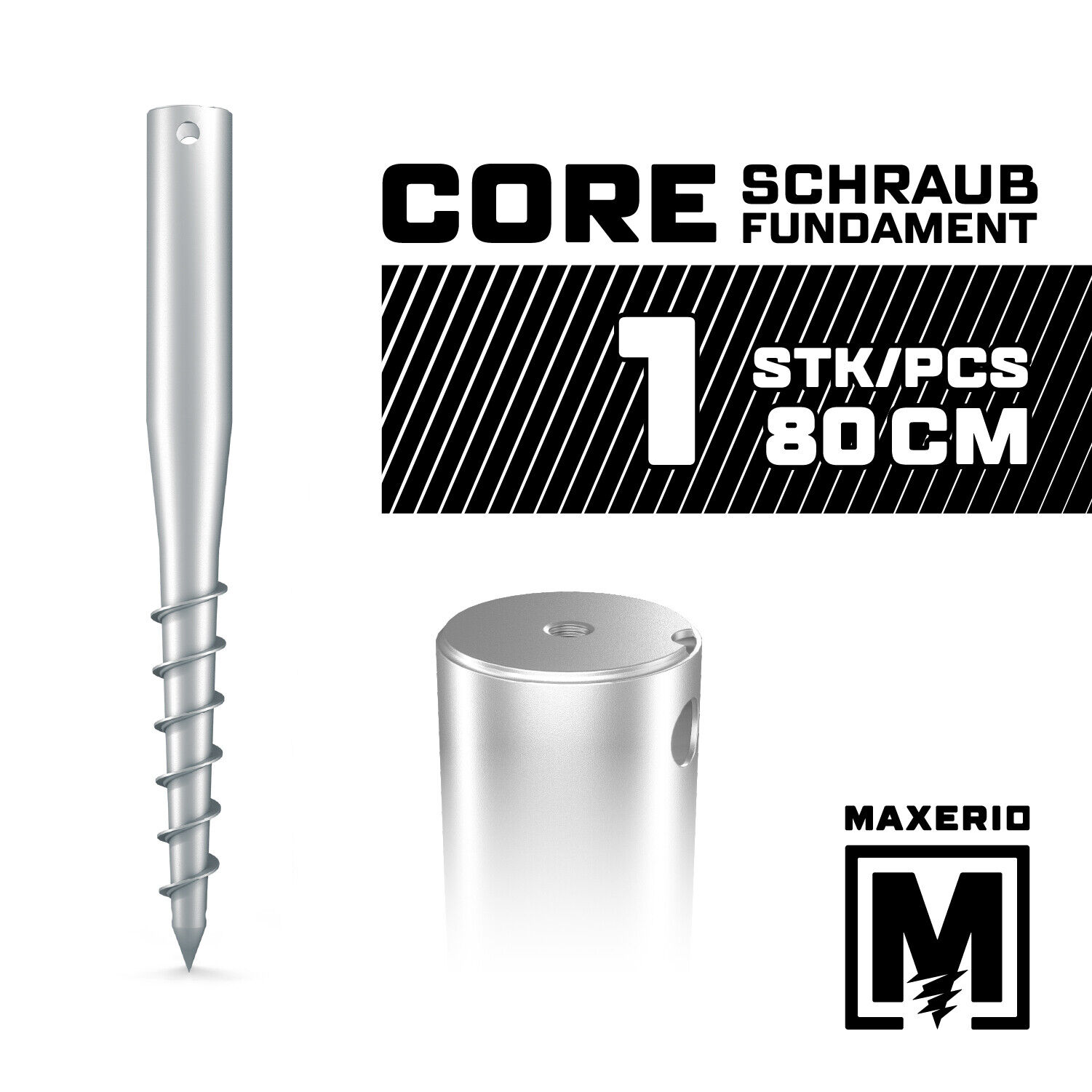 MAXERIO 80 cm Core Schraubfundament; Ø 60 x 2; M12
