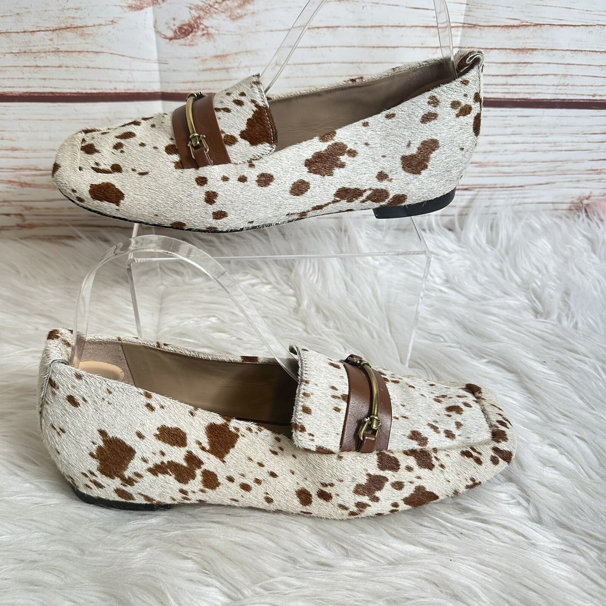 Able Local Global Women's Leather pony horse hair Loafers Made