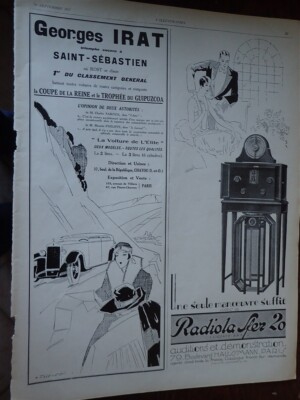 Georges IRAT + RADIOLA SFER 20 + LT PIVER + COVER advertising ILLUSTRATION 1927
