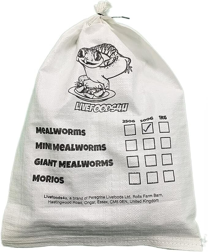 Live Regular Mealworms Bulk Bag 500g 2025mm Livefoods Reptiles Wild