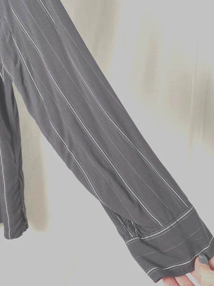 Camisa de vestir para hombre Abercrombie & Fitch gris oscuro con rayas 100 % viscosa XL Foto 3 de 4