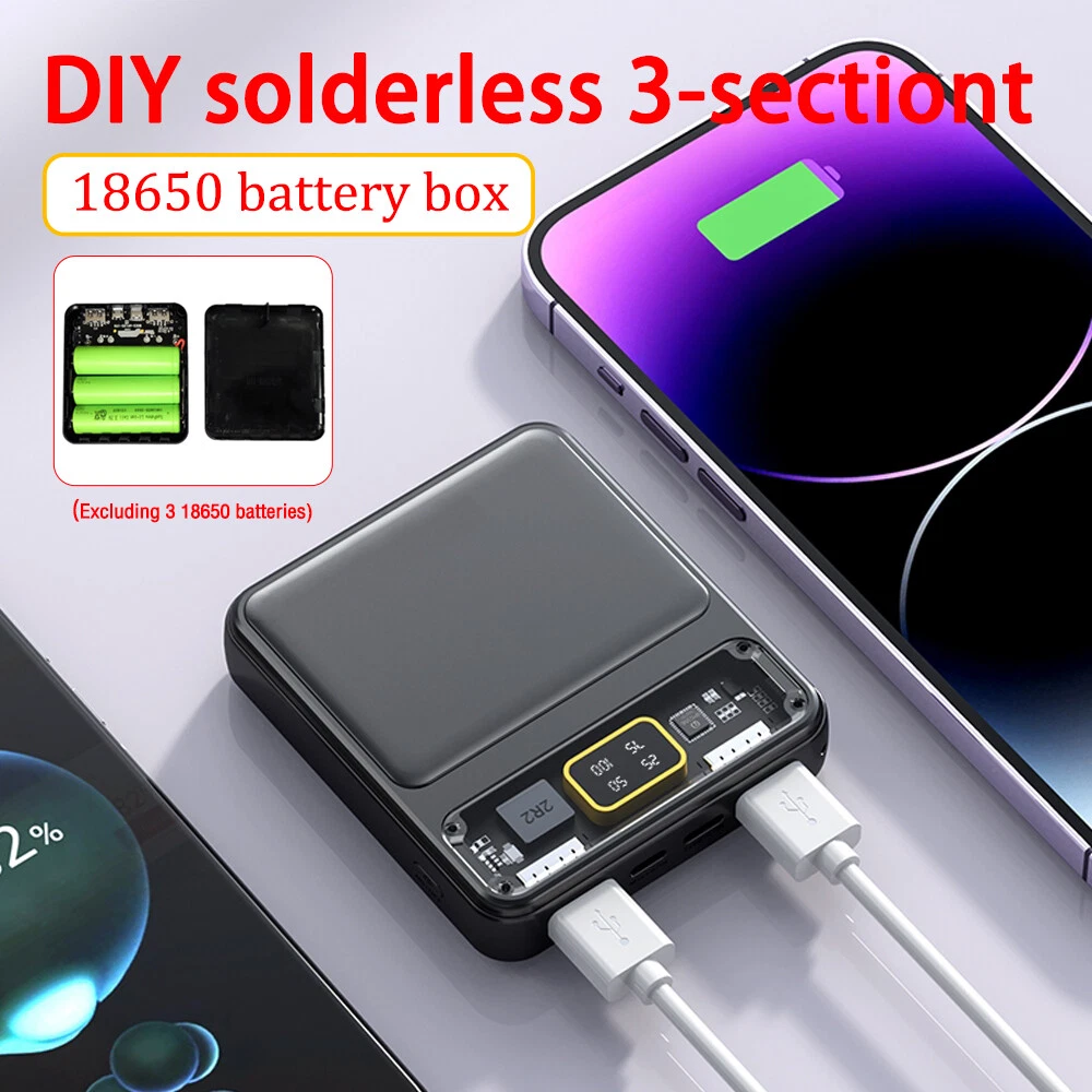 3-Slot 18650 Power Bank Case with Dual USB and LCD Display - DIY Charger Shell Kit