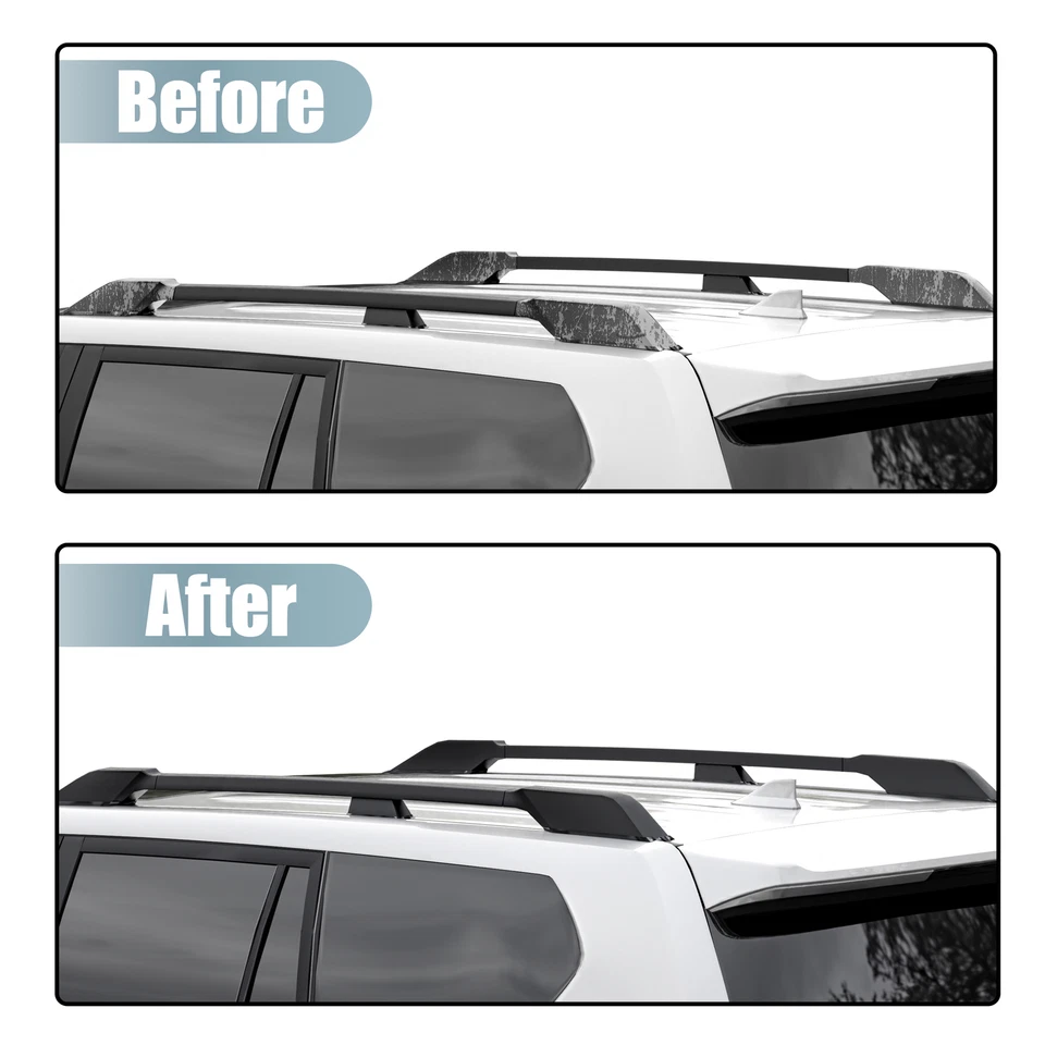 1 juego de carcasa de extremo de riel de barra de techo para Toyota Land Cruiser 2010-2018 negro Foto 4 de 4