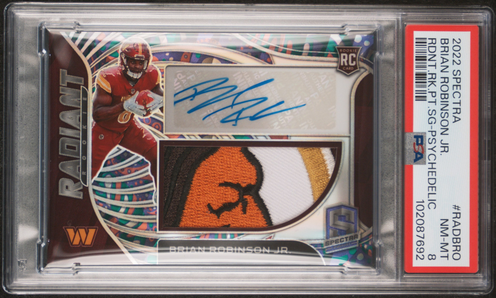 Brian Robinson Jr. Panini Spectra Radiant Rookie Patch Signatures #RADBRO Psychedelic
