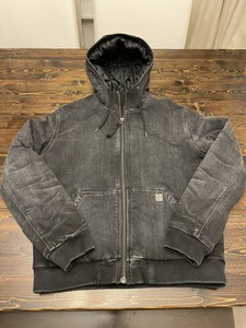 gray hooded denim jacket