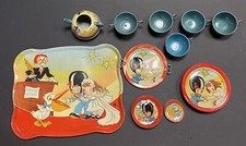 Tin Litho The Ohio Art Company 105 Bride And Groom Tea Set 24 Pieces Vintage