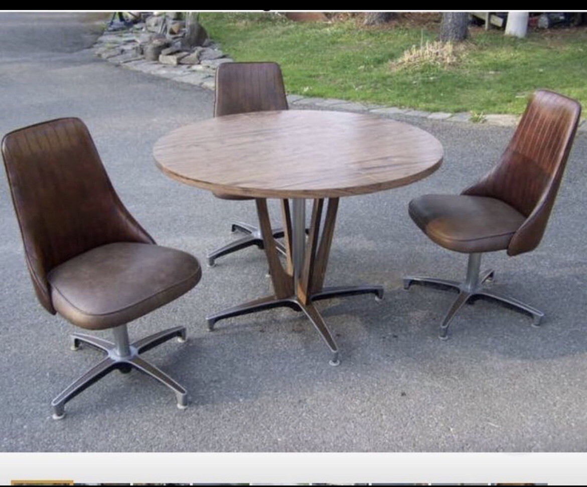 Vintage 1960s Chromcraft Kitchen Table & 3 Vinyl Chair Set JOKER5000