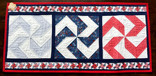 Handmade Quilted Table Runner 4th Of July Stars Patriotic Red White Blue